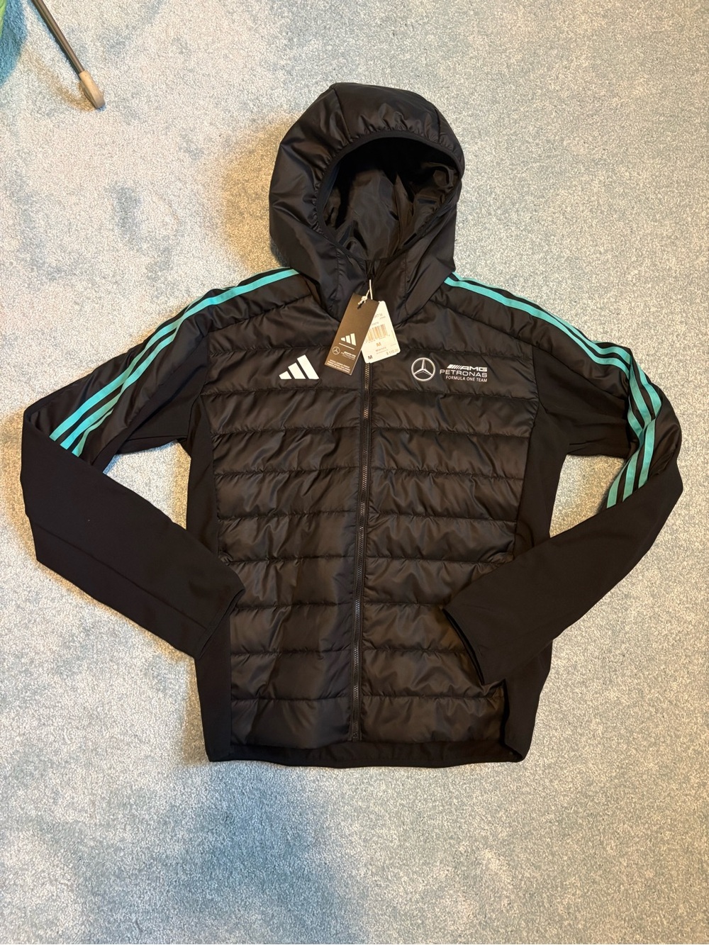 Adidas Mercedes F1 hooded Puffer Jacket